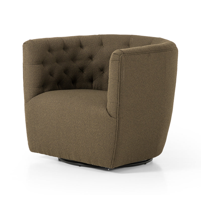 Hanover Swivel Chair - Fiqa Boucle Olive