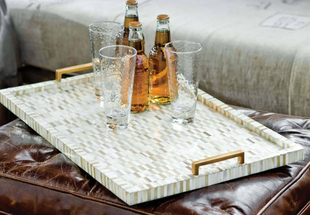 Multi-Tone Bone and Brass Tray