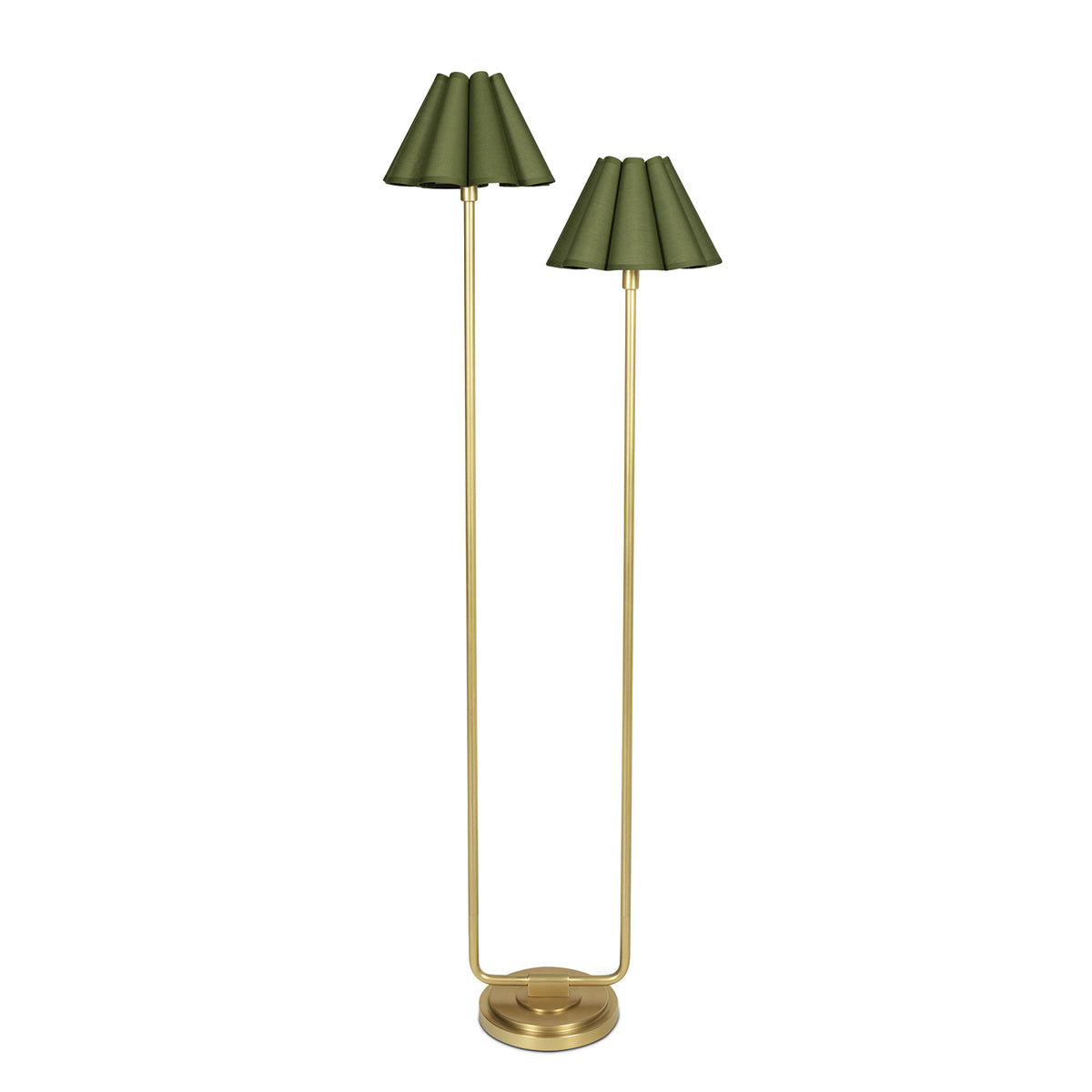 Polly Floor Lamp (Natural Brass with Olive Green Scalloped Shade)