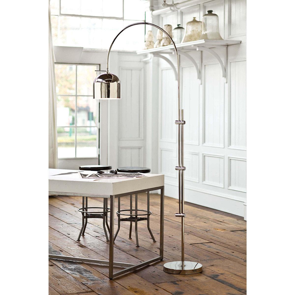 Arc Floor Lamp With Metal Shade (Polished Nickel)