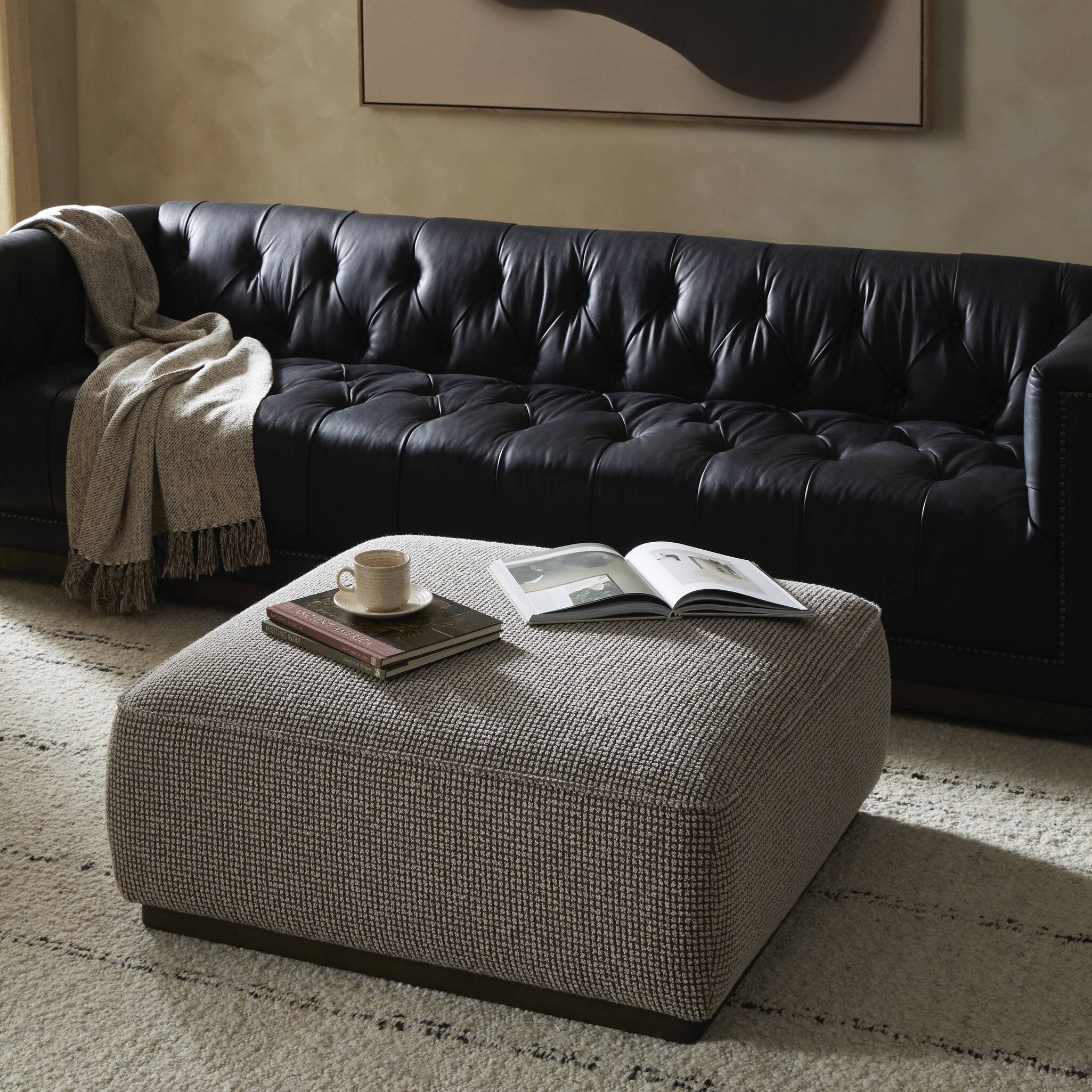 Sinclair Square Ottoman-36" - Barrow Taupe