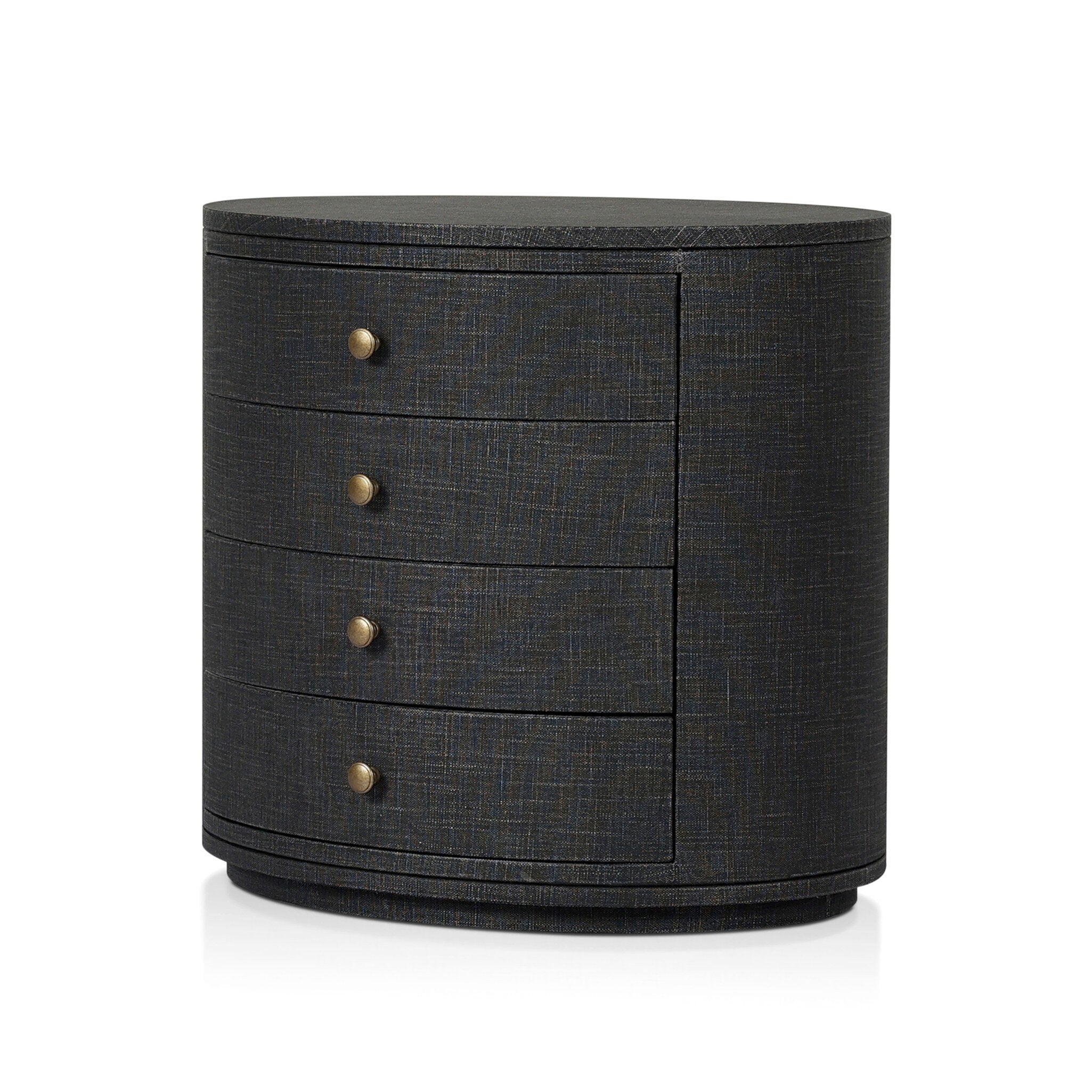 Amelia Oval Nightstand - Black Linen