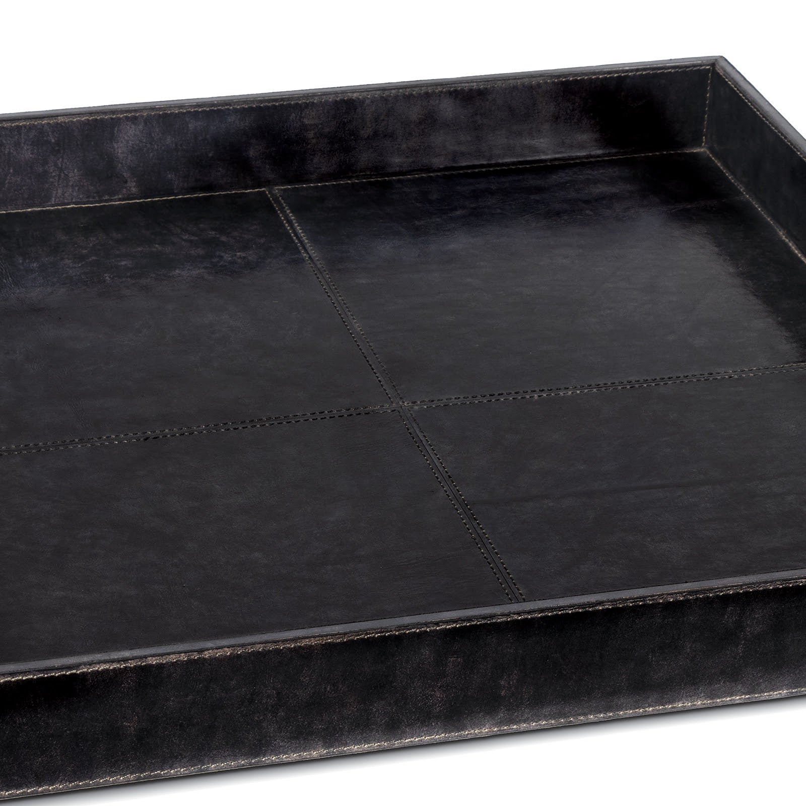 Derby Square Leather Tray (Black)