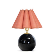 Giorgio Black Glass Mini Lamp (Natural Brass with Wild Poppy Scalloped Shade)