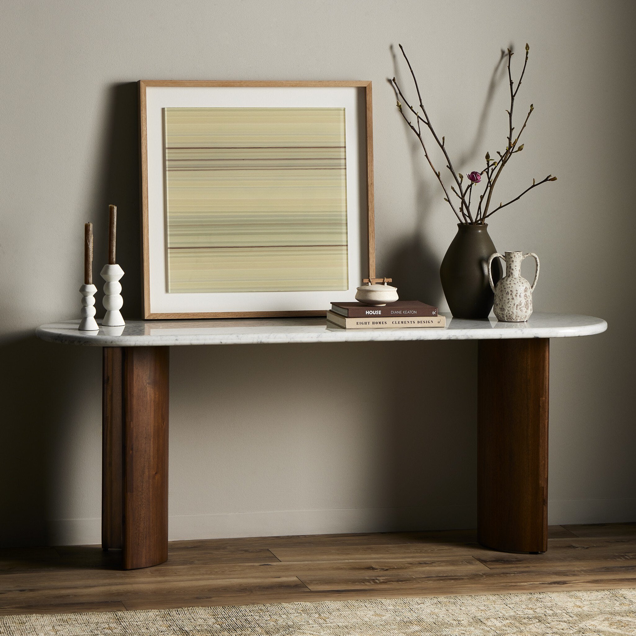 Paden Large Console Table - Italian White Marble