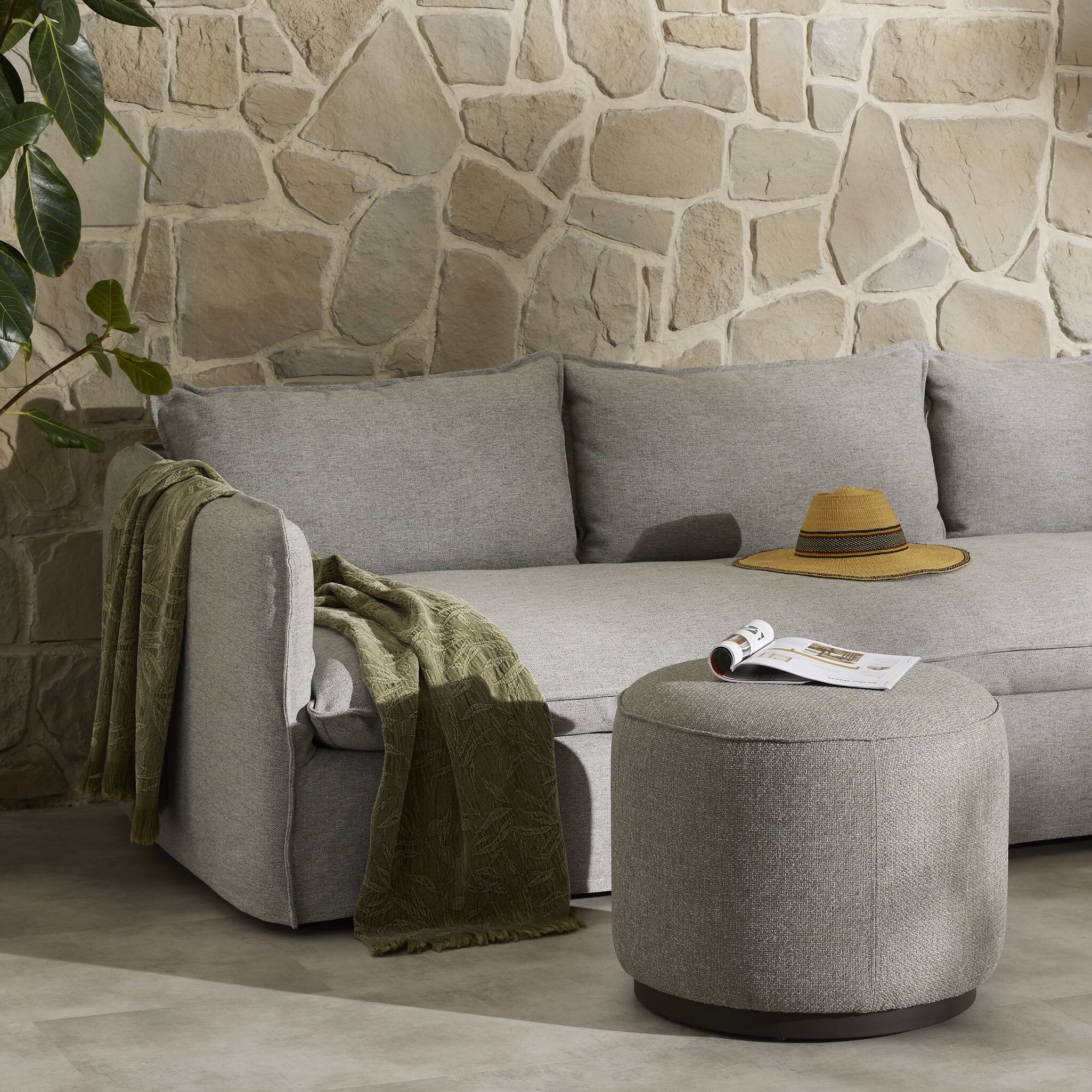 Sinclair Outdoor Ottoman - Hayes Smoke