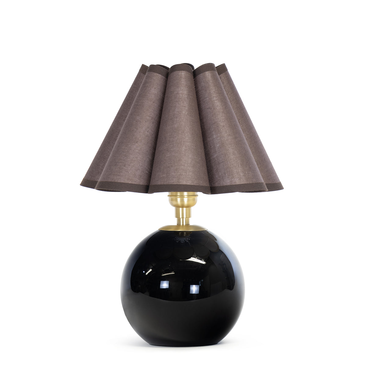 Giorgio Black Glass Mini Lamp (Natural Brass with Umber Scalloped Shade)