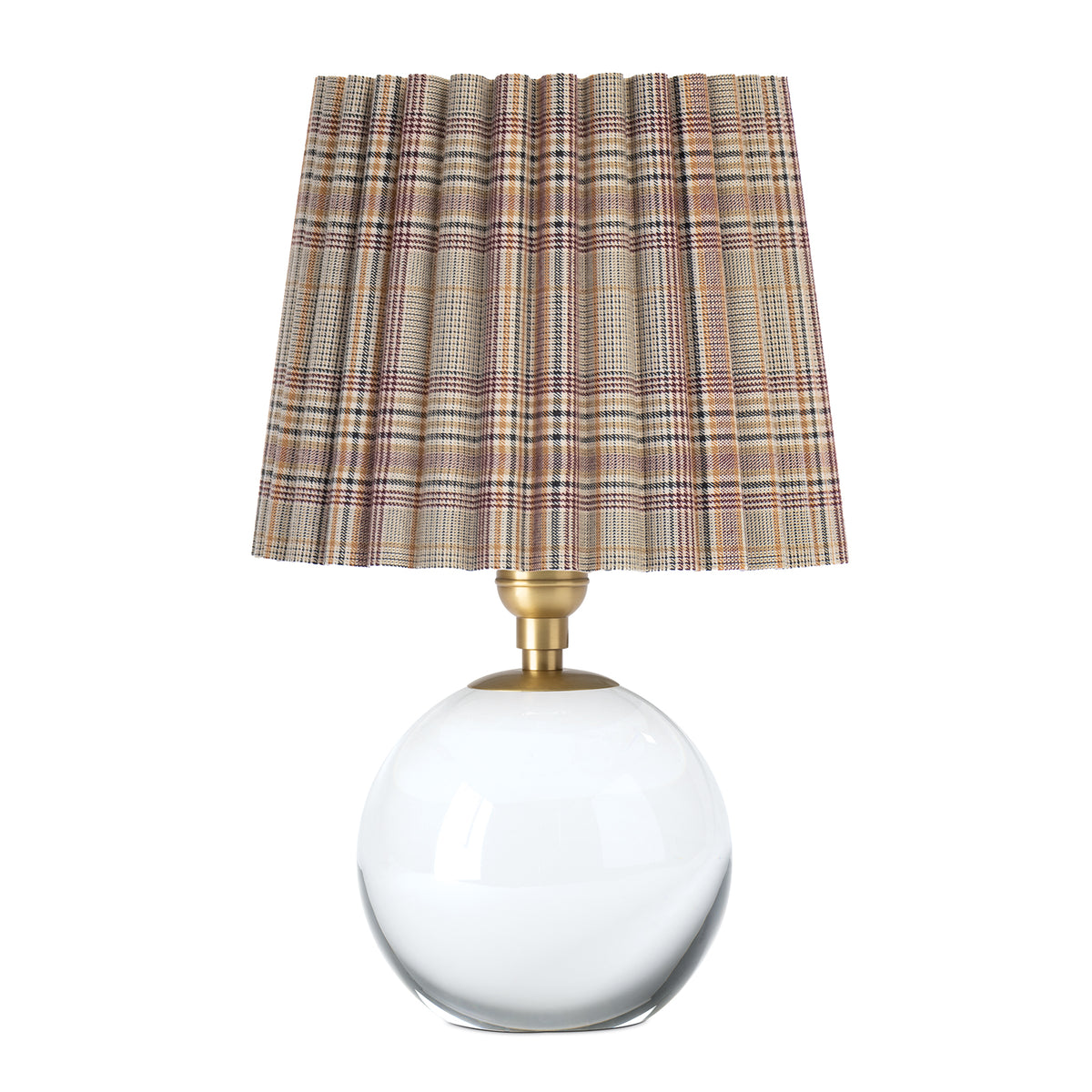 Giorgio Crystal Mini Lamp (Natural Brass with Plaid Wave Pleat Shade)