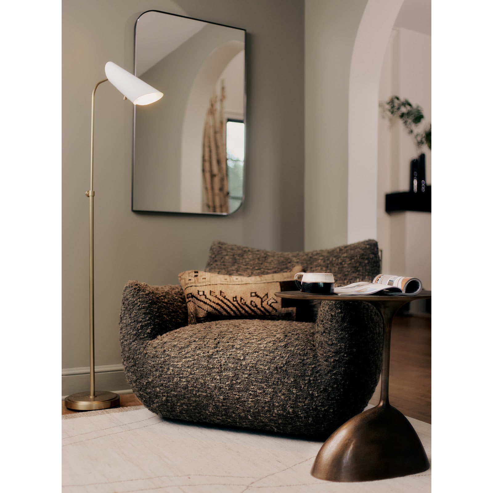 Vest Floor Lamp (White and Natural Brass)