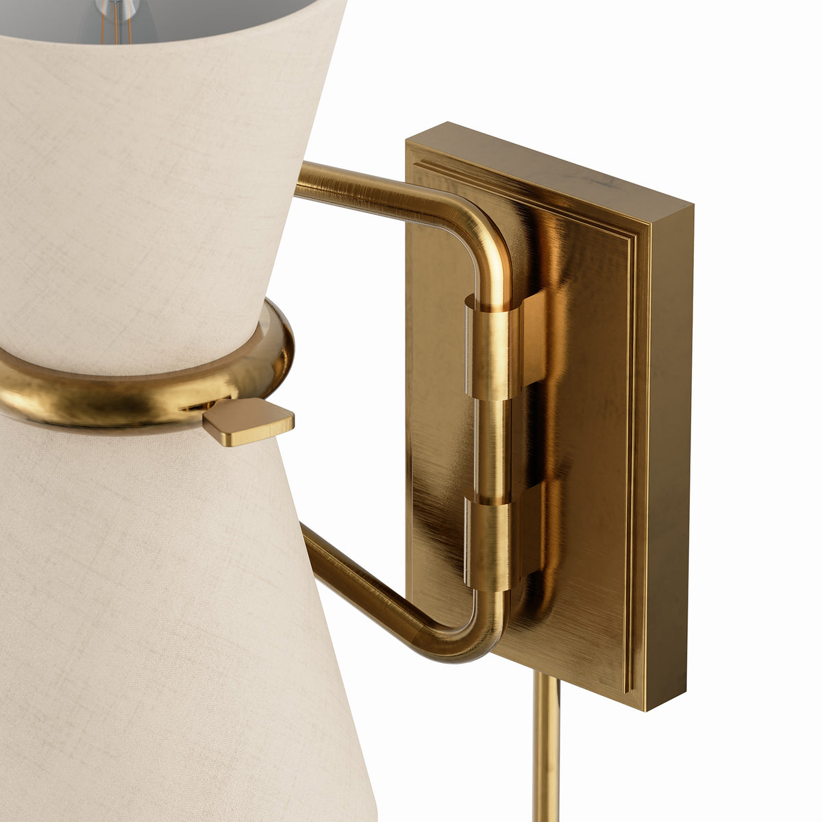 Gable Swing Arm Sconce (Antique Natural Brass with Oyster Shade)