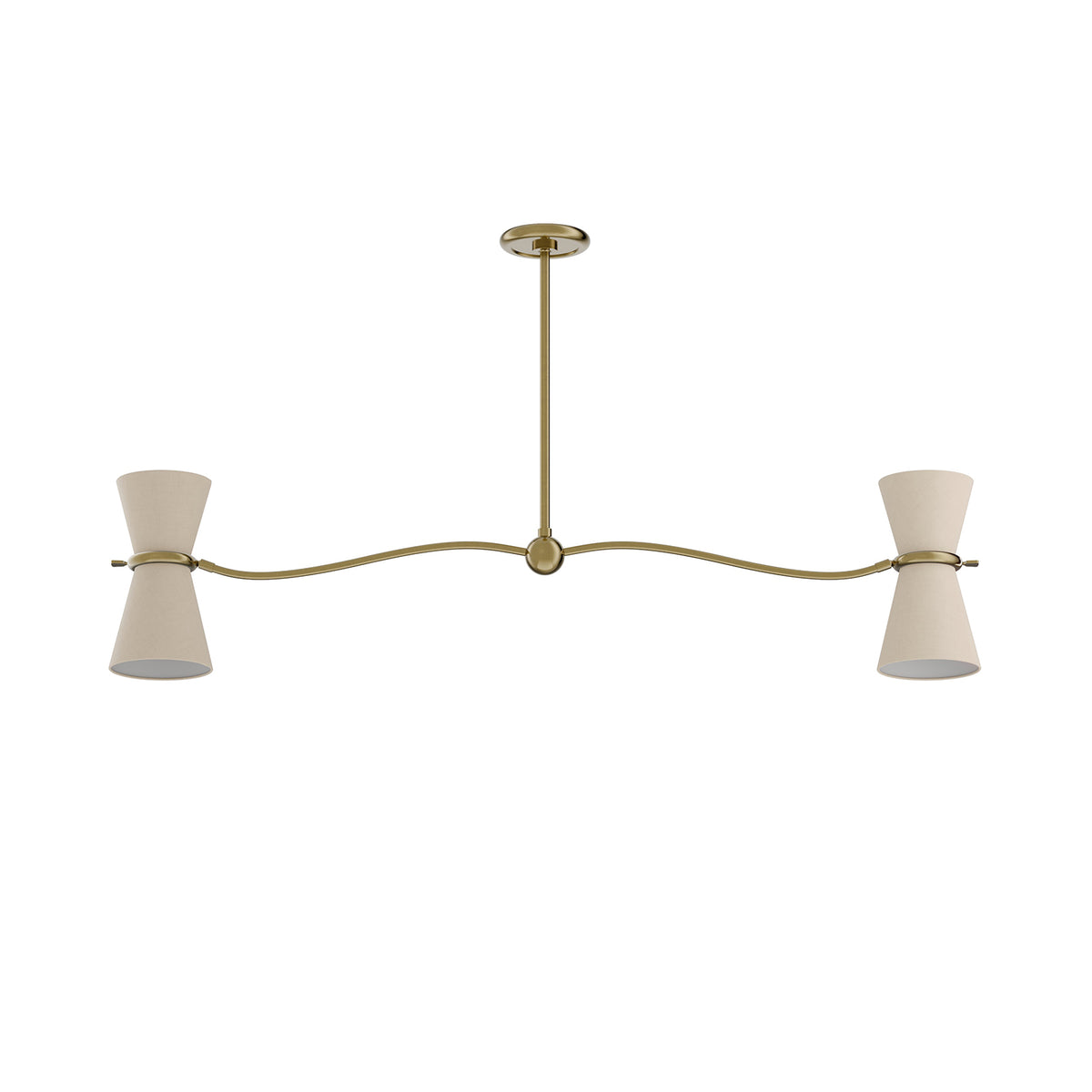 Gable Linear Chandelier (Antique Natural Brass with Oyster Shade)