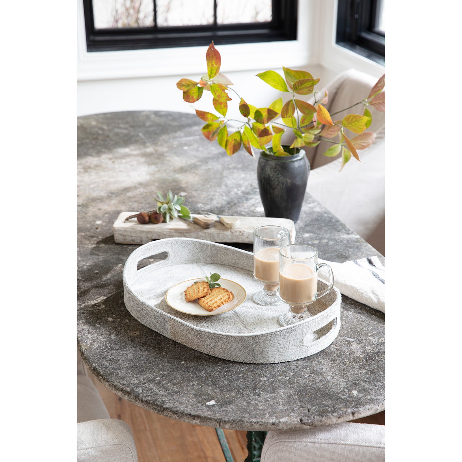 Andres Hair on Hide Tray Set (Grey)