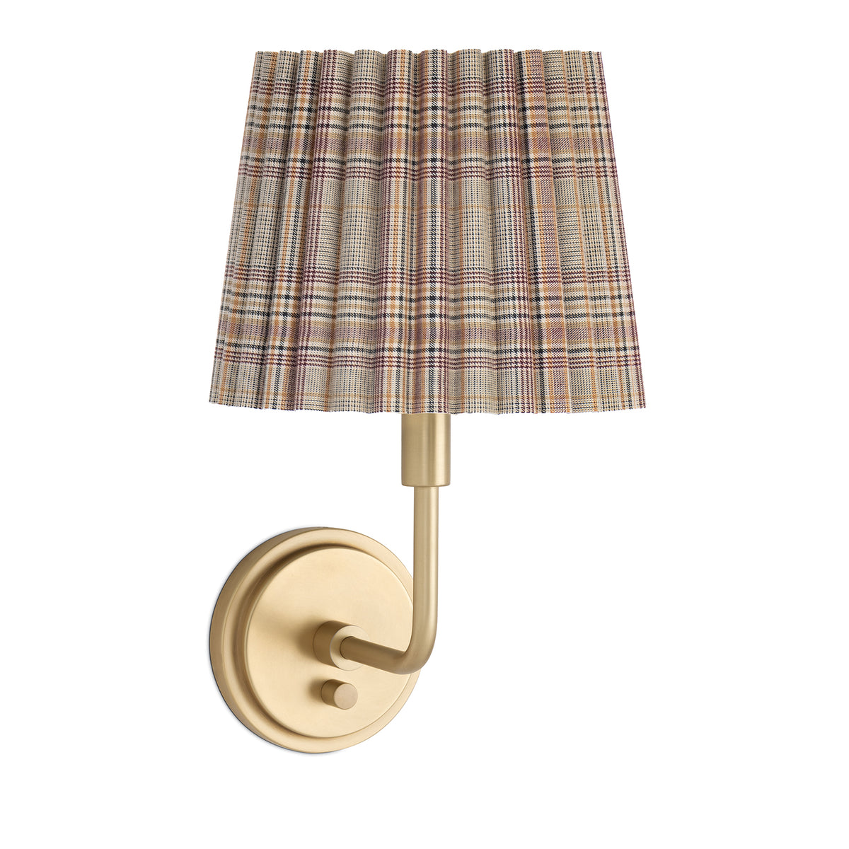 Polly Sconce (Natural Brass with Plaid Wave Pleat Shade)
