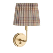Polly Sconce (Natural Brass with Plaid Wave Pleat Shade)