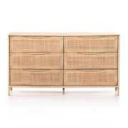 Sydney 6 Drawer Dresser - Natural Cane