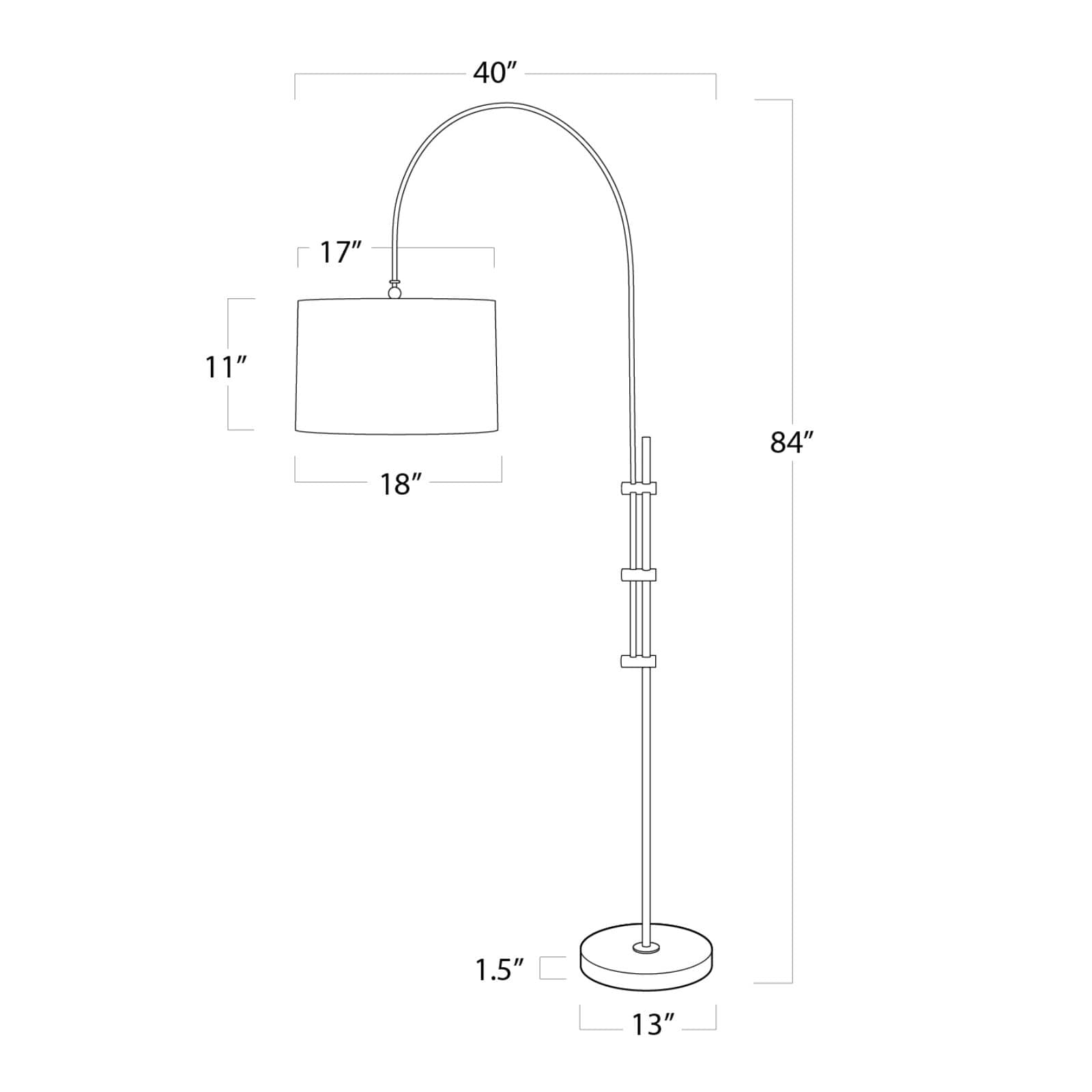 Arc Floor Lamp With Fabric Shade (Natural Brass)