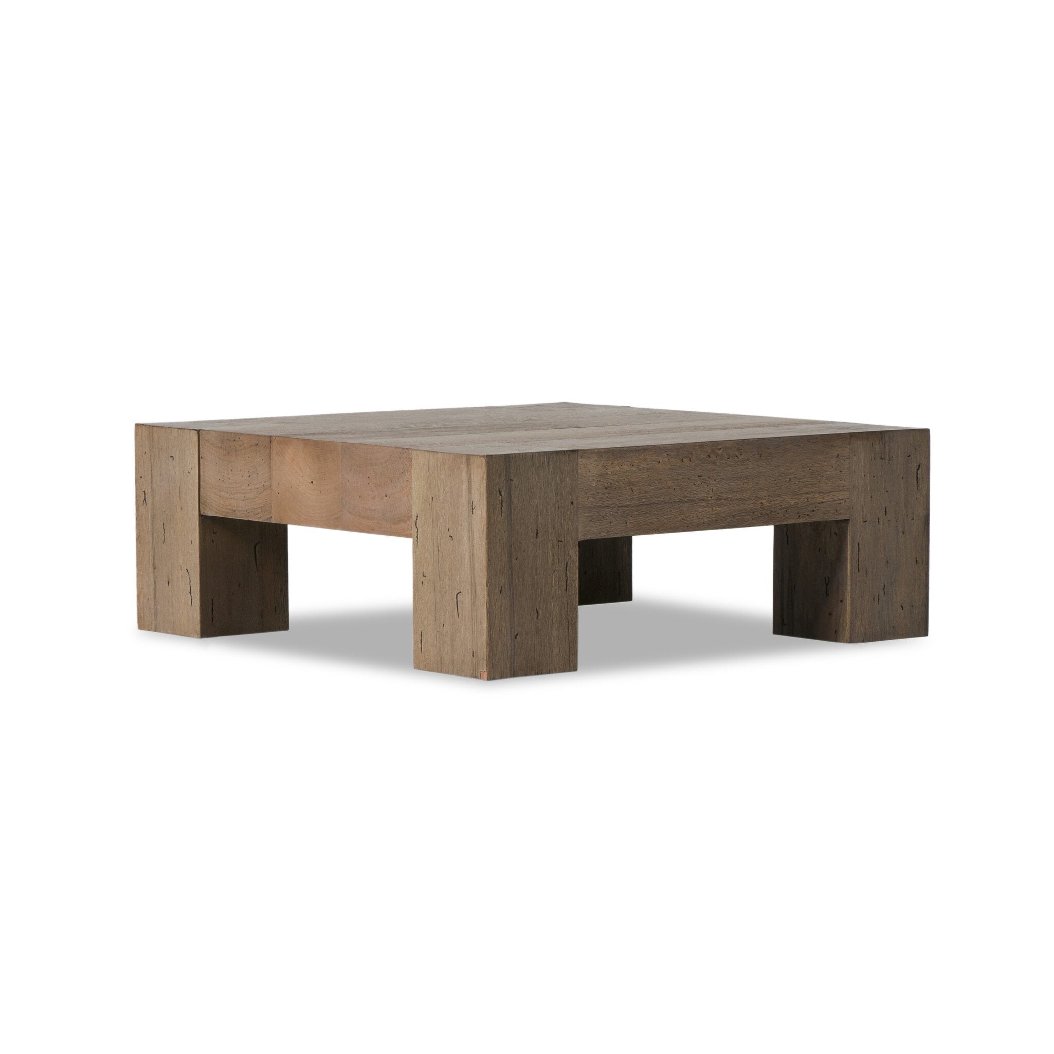 Abaso Small Square Coffee Table - Rustic Wormwood Oak