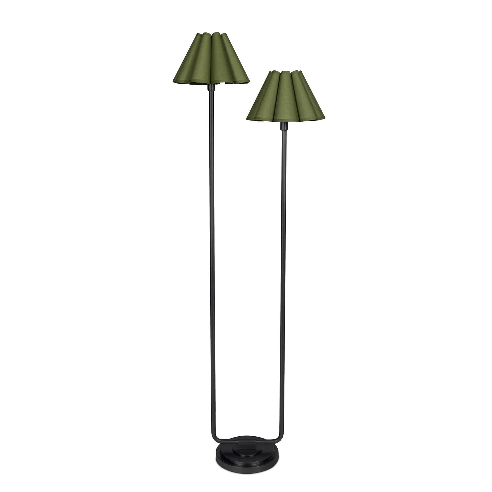 Polly Floor Lamp (Blackened Brass with Olive Scalloped Shade)