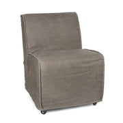Rolling Leather Slipper Chair (Green)
