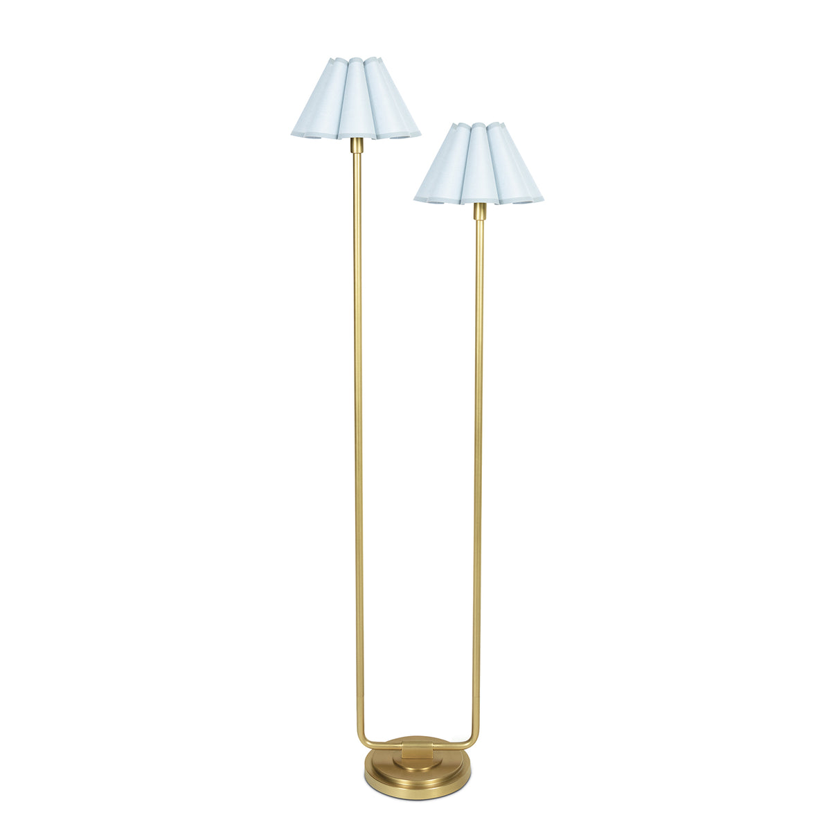 Polly Floor Lamp (Natural Brass with Mist Blue Scalloped Shade)