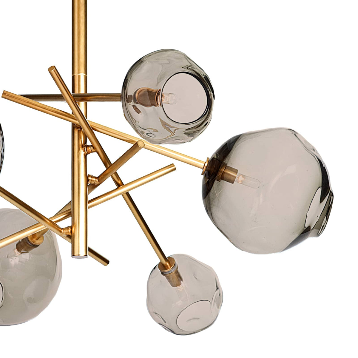 Molten Chandelier With Smoke Glass (Natural Brass)