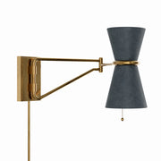 Gable Swing Arm Sconce (Antique Natural Brass with Storm Blue Shade)