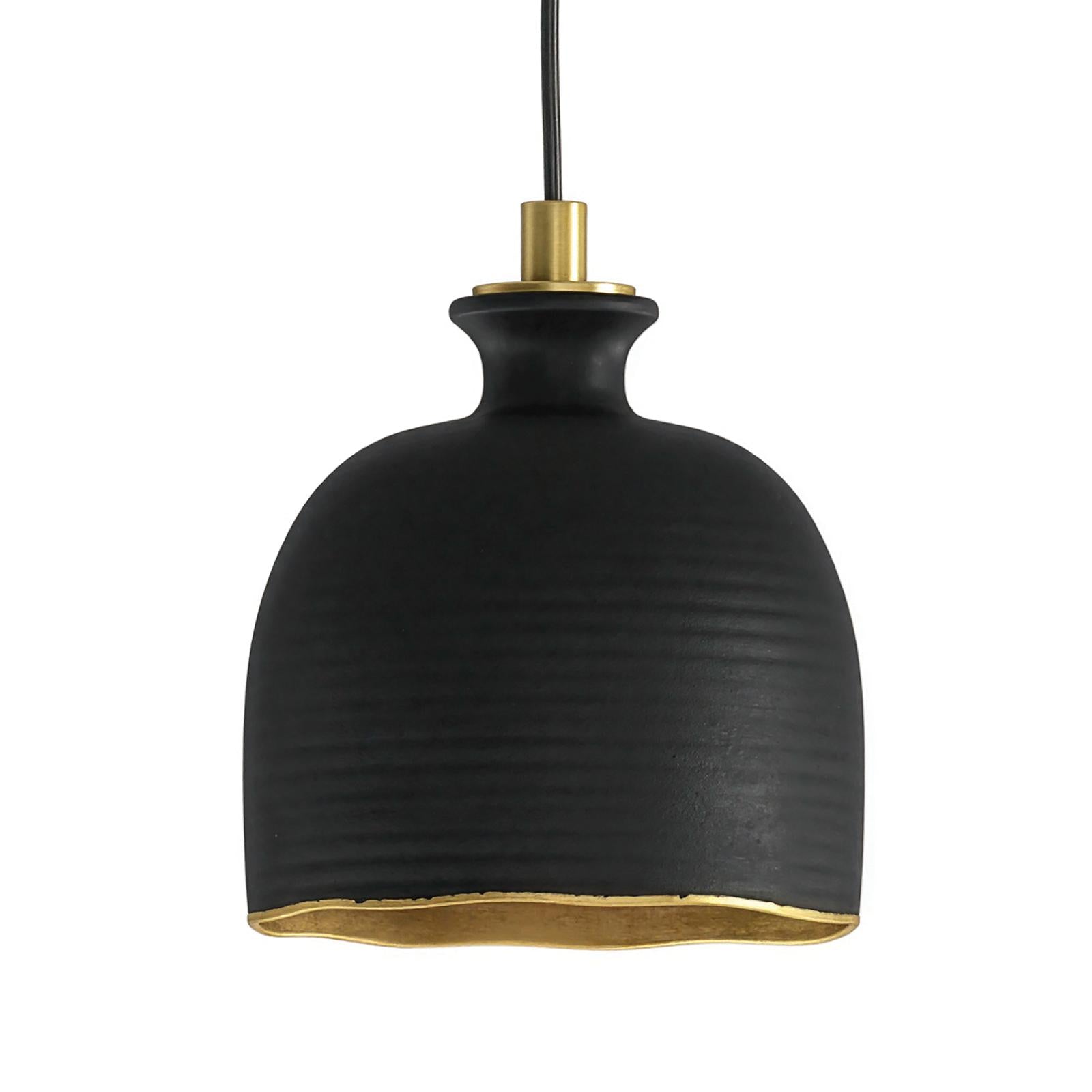 Bianca Ceramic Pendant (Matte Black and Gold)