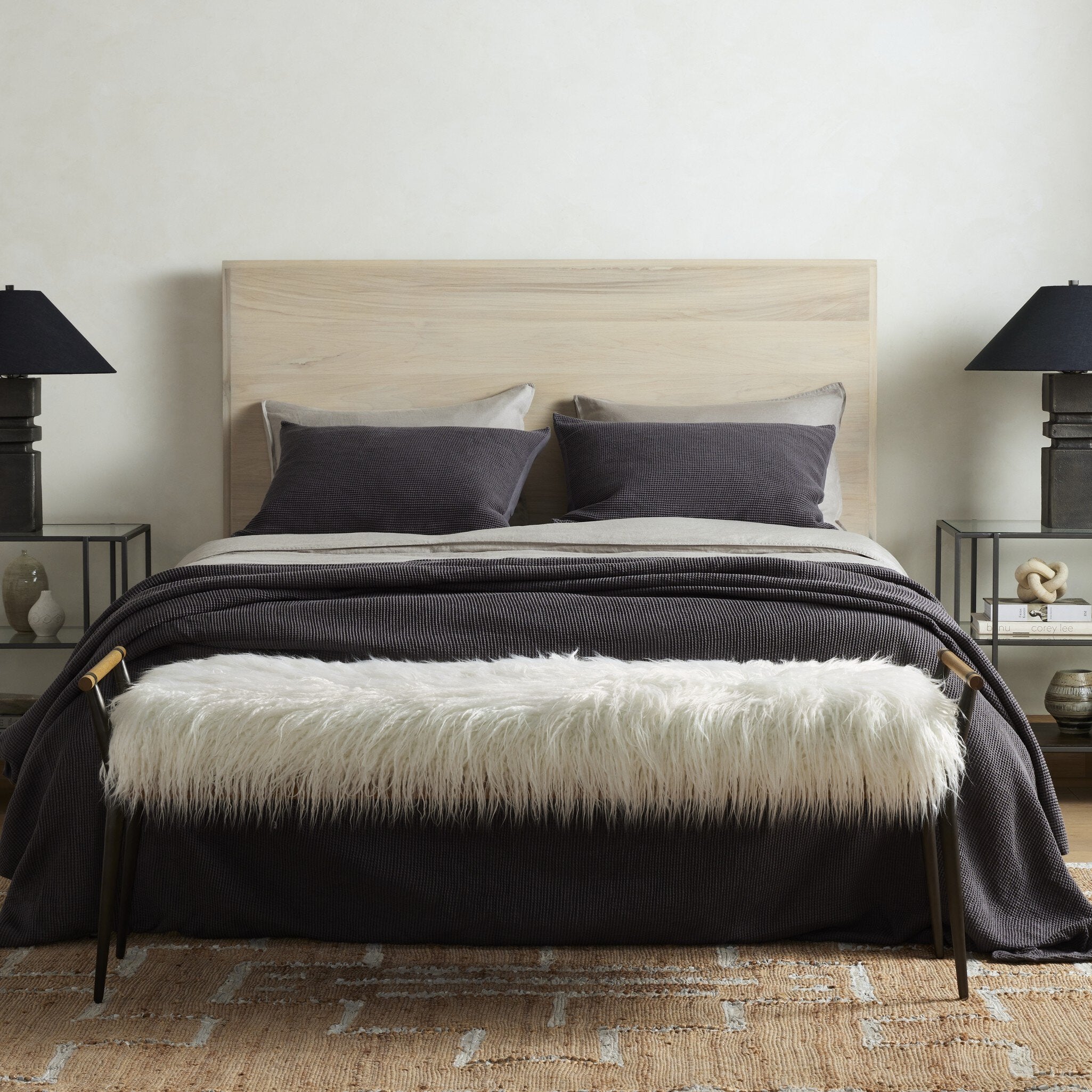 Charlotte Bench - Mongolian Cream Fur
