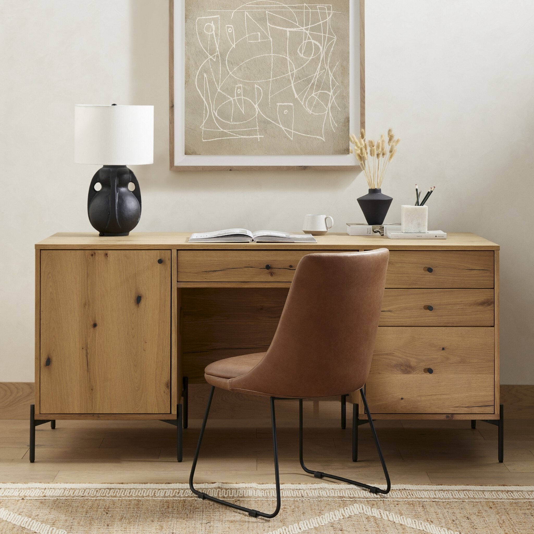 Eaton Executive Desk - Light Oak Resin