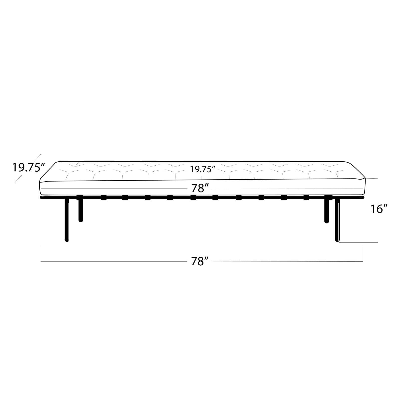 Tufted Gallery Bench (Modern Black)