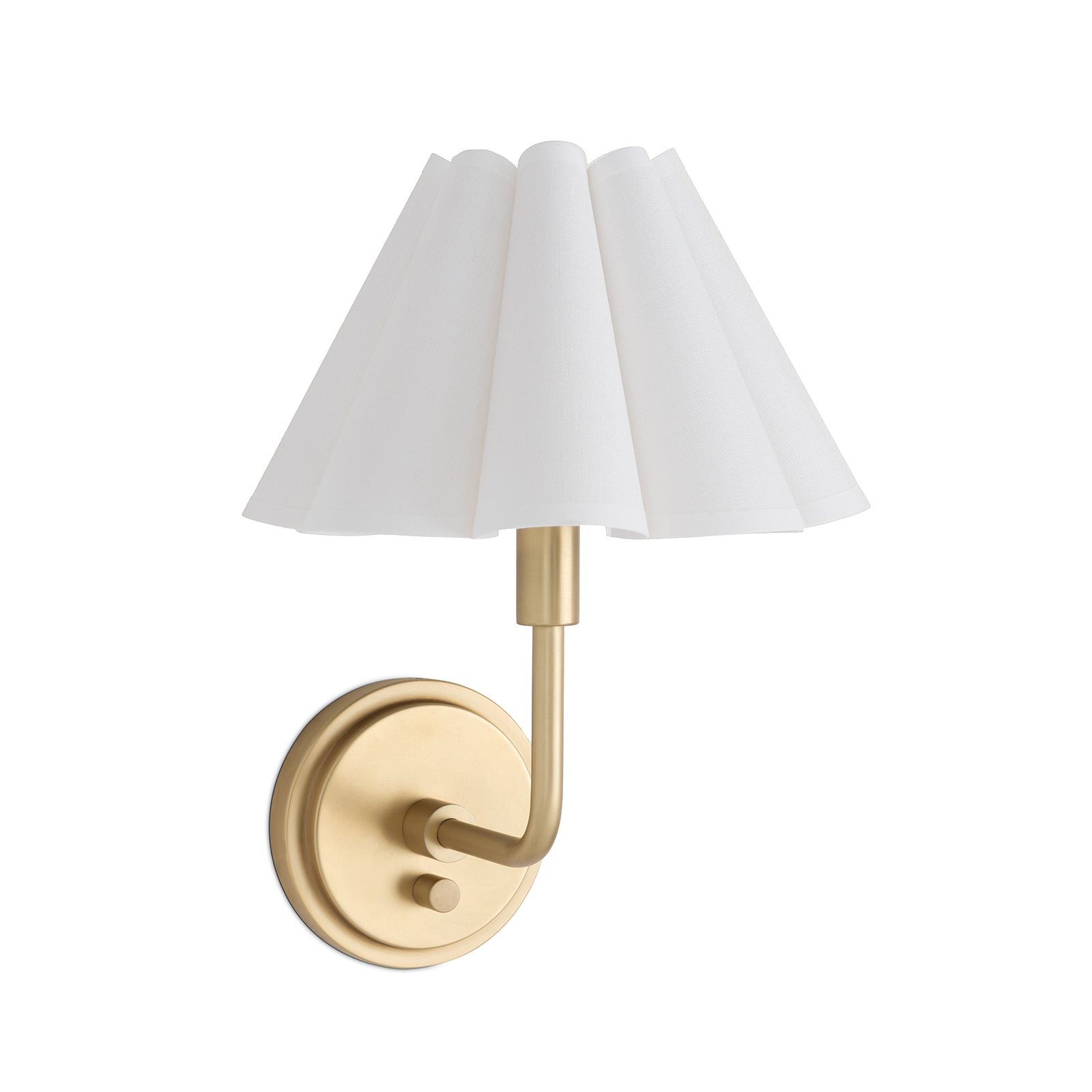 Polly Sconce Single (Natural Brass with Linen Scalloped Shade)