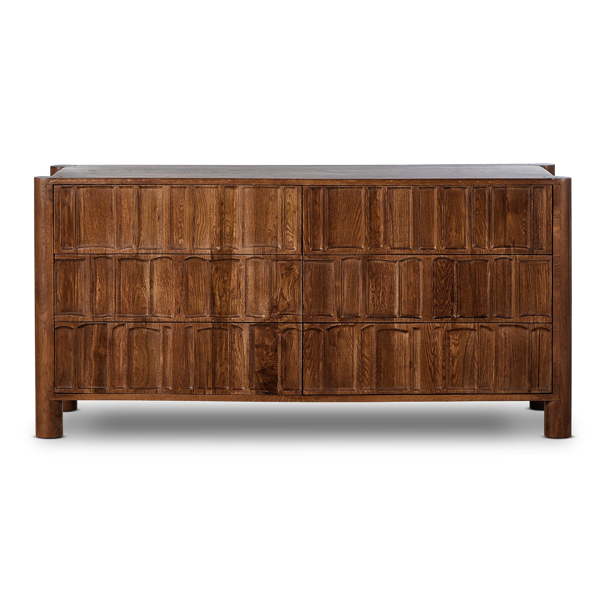 Ezri 6 Drawer Dresser - Carved Cocoa Oak