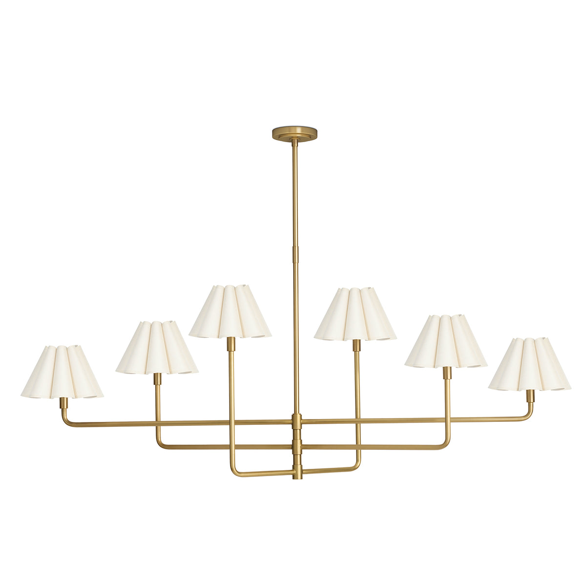 Polly Chandelier (Natural Brass with Oyster Scalloped Shade) - 2 cartons