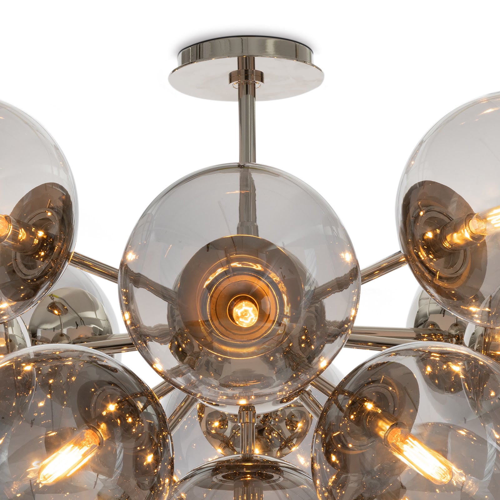 Shine Flush Mount (Polished Nickel with Smoke Glass)