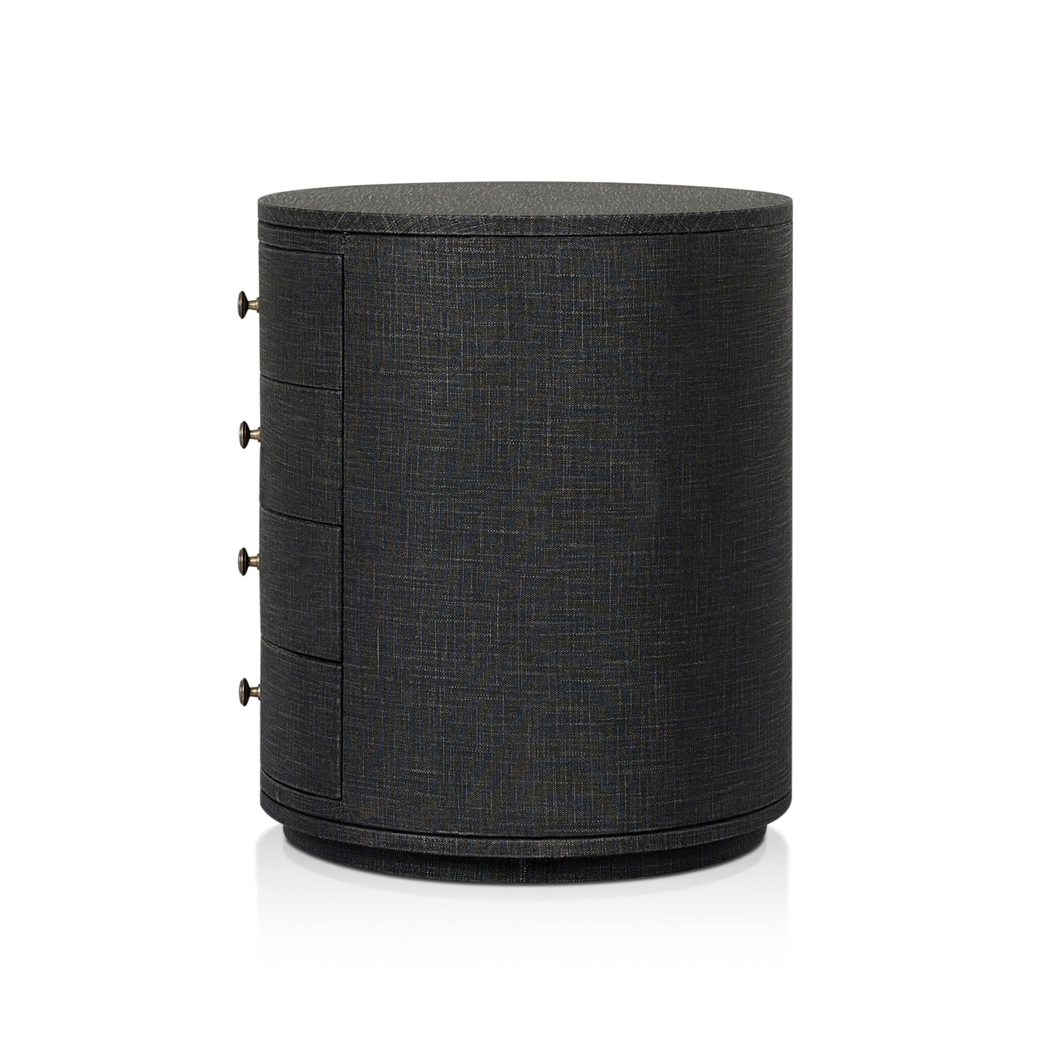 Amelia Oval Nightstand - Black Linen