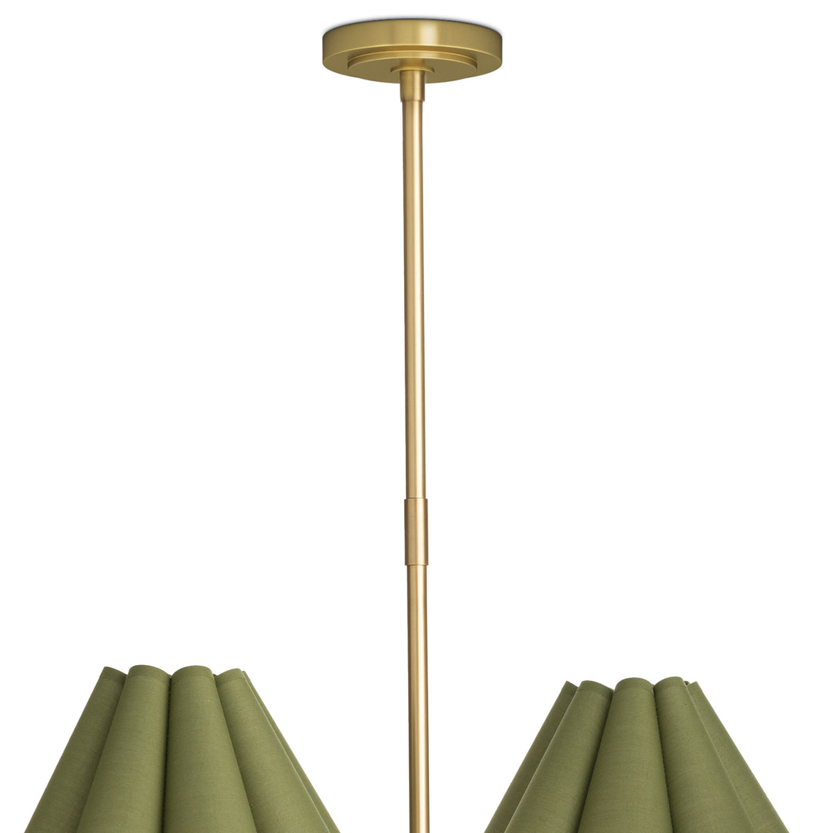 Polly Chandelier (Natural Brass with Olive Scalloped Shade) - 2 cartons