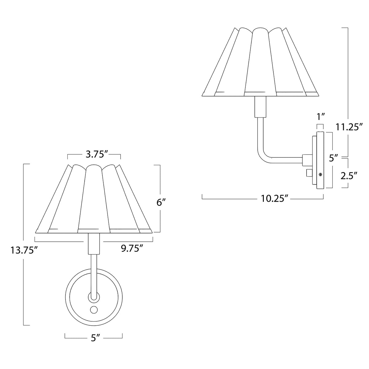 Polly Sconce (Natural Brass with Oyster Scalloped Shade)