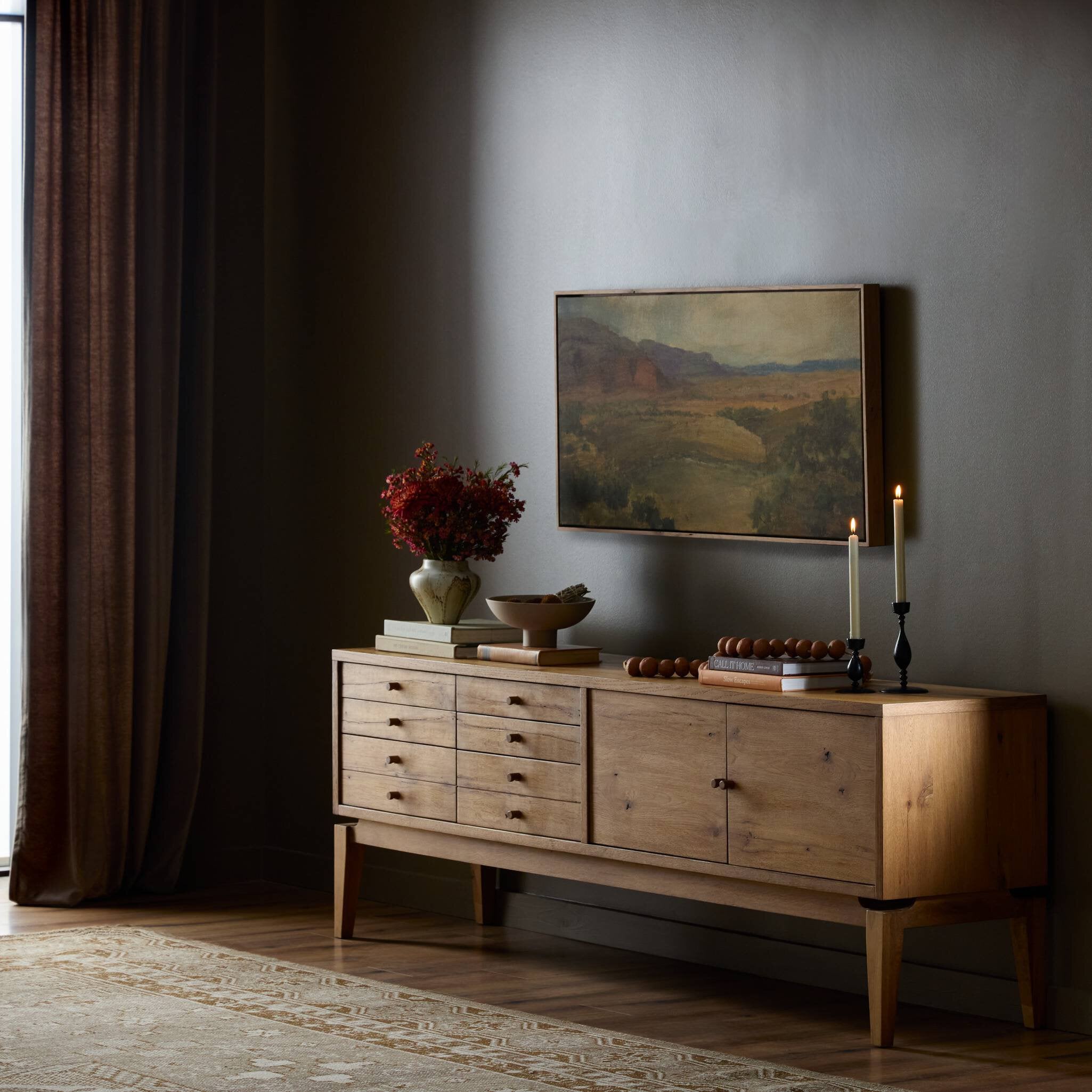 Bergstrom Media Console - Warm Natural Oak Veneer