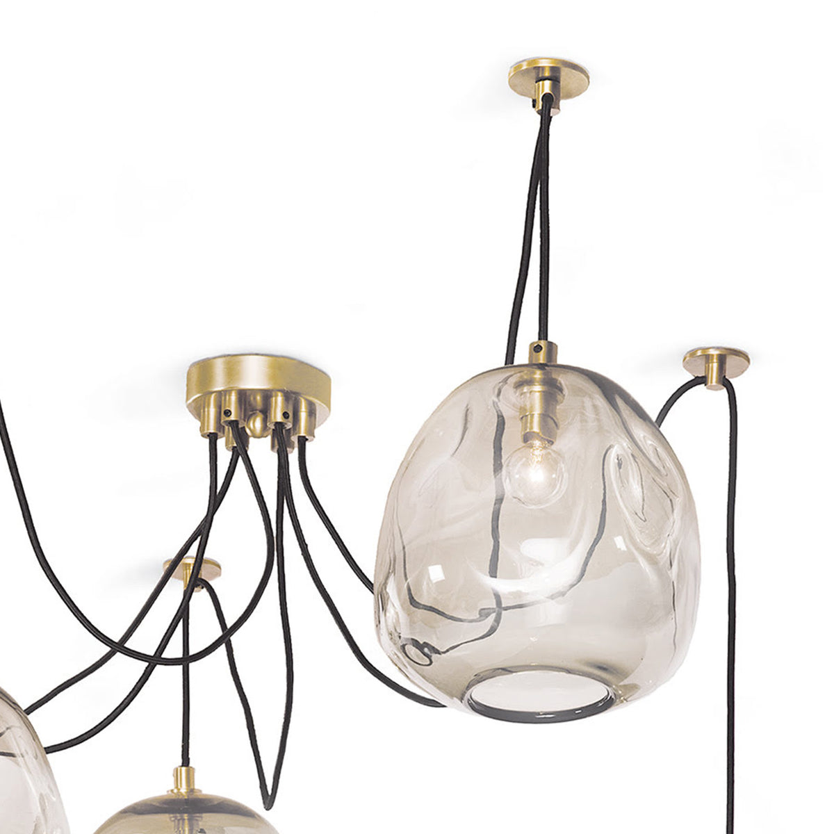 Molten Spider Large With Smoke Glass (Natural Brass)