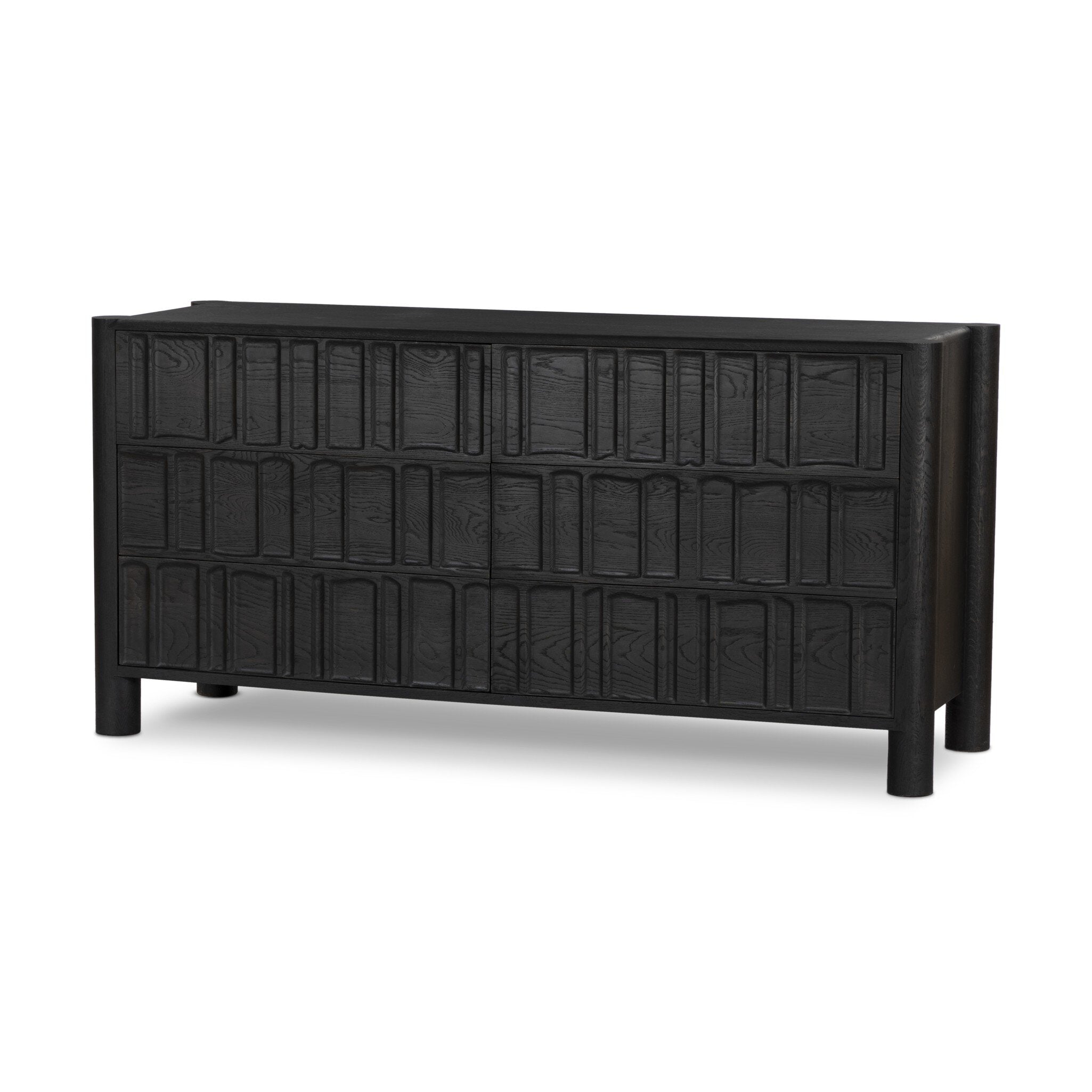 Ezri 6 Drawer Dresser - Carved Black Oak