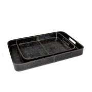 Derby Rectangle Leather Tray Set (Black)