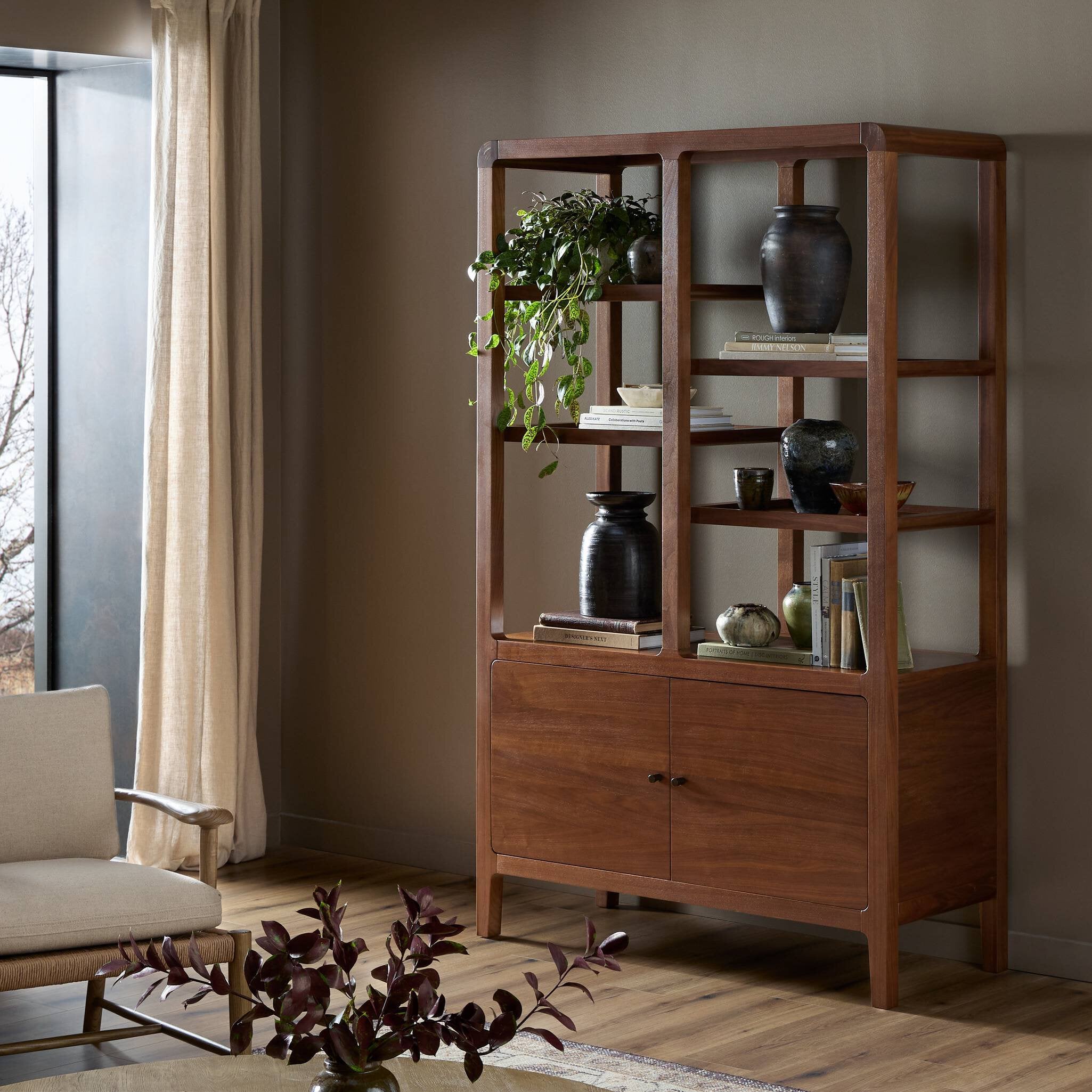 Hawkes Bookcase - Dark Walnut Solid