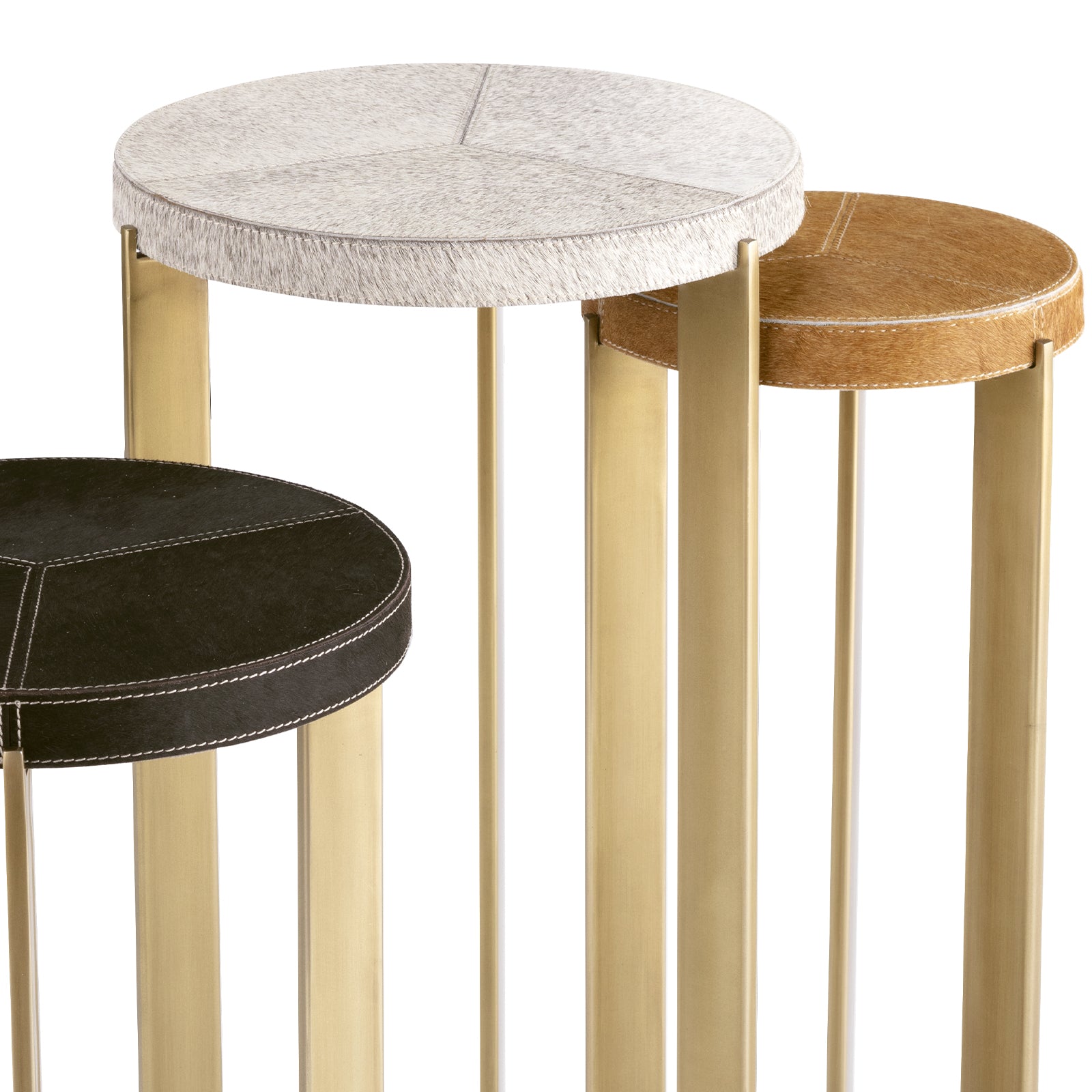 Andres Hair on Hide Mixer Table Set (Brass)