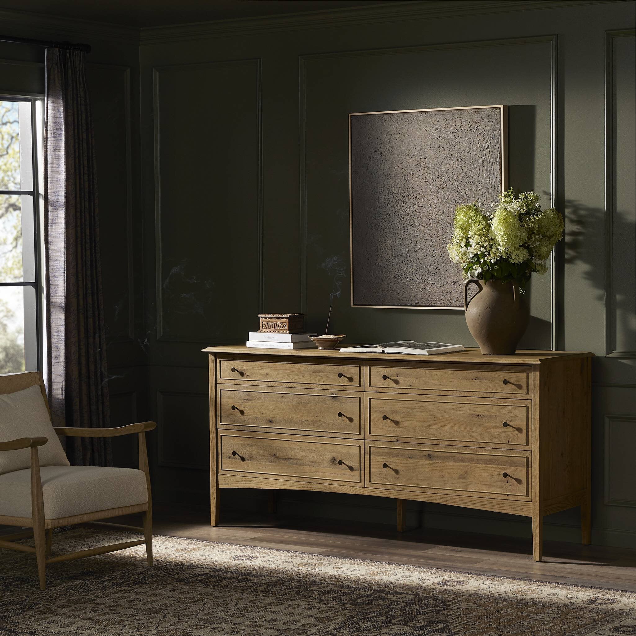 Maggie 6 Drawer Dresser - Aged Smoked Oak Resawn