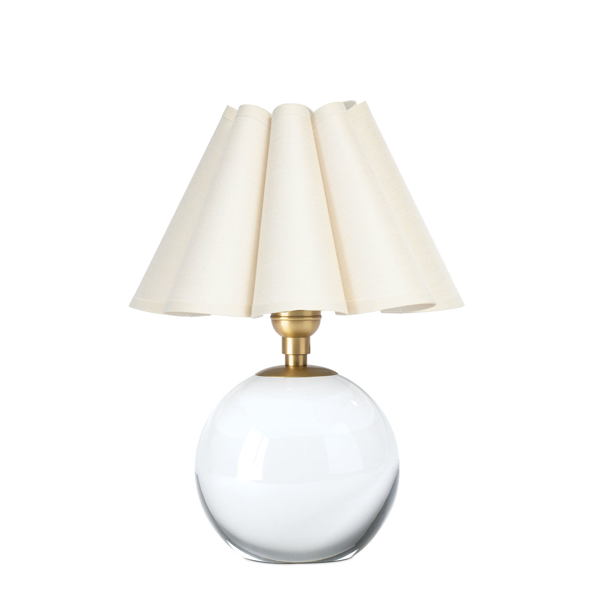 Giorgio Crystal Mini Lamp (Natural Brass with Oyster Scalloped Shade)