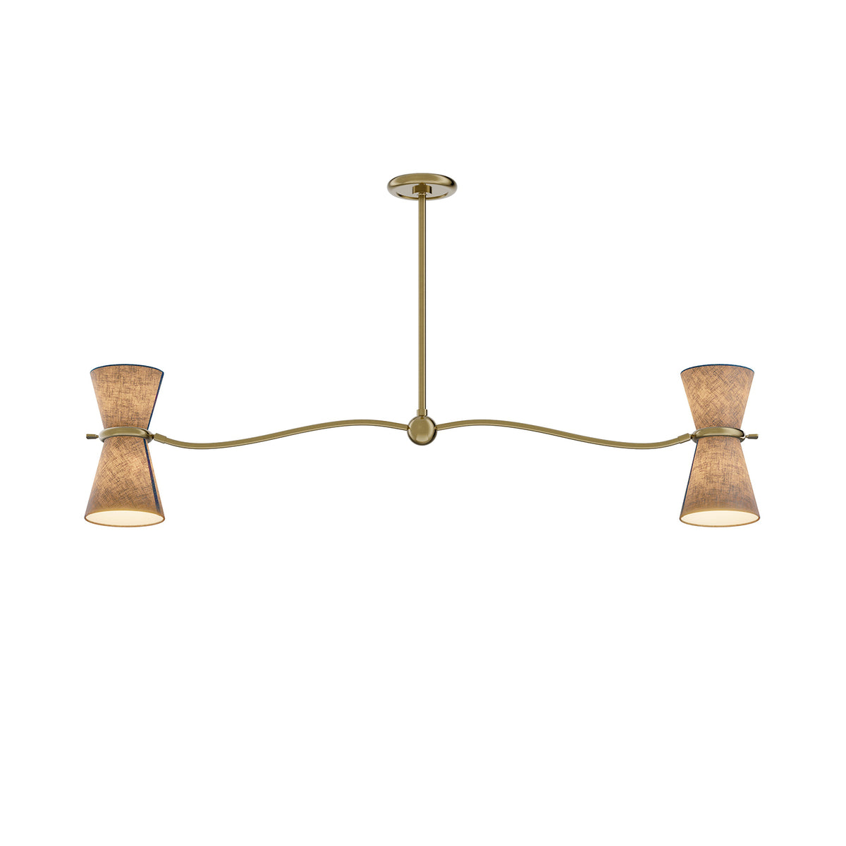 Gable Linear Chandelier (Antique Brass with Storm Blue Shade)