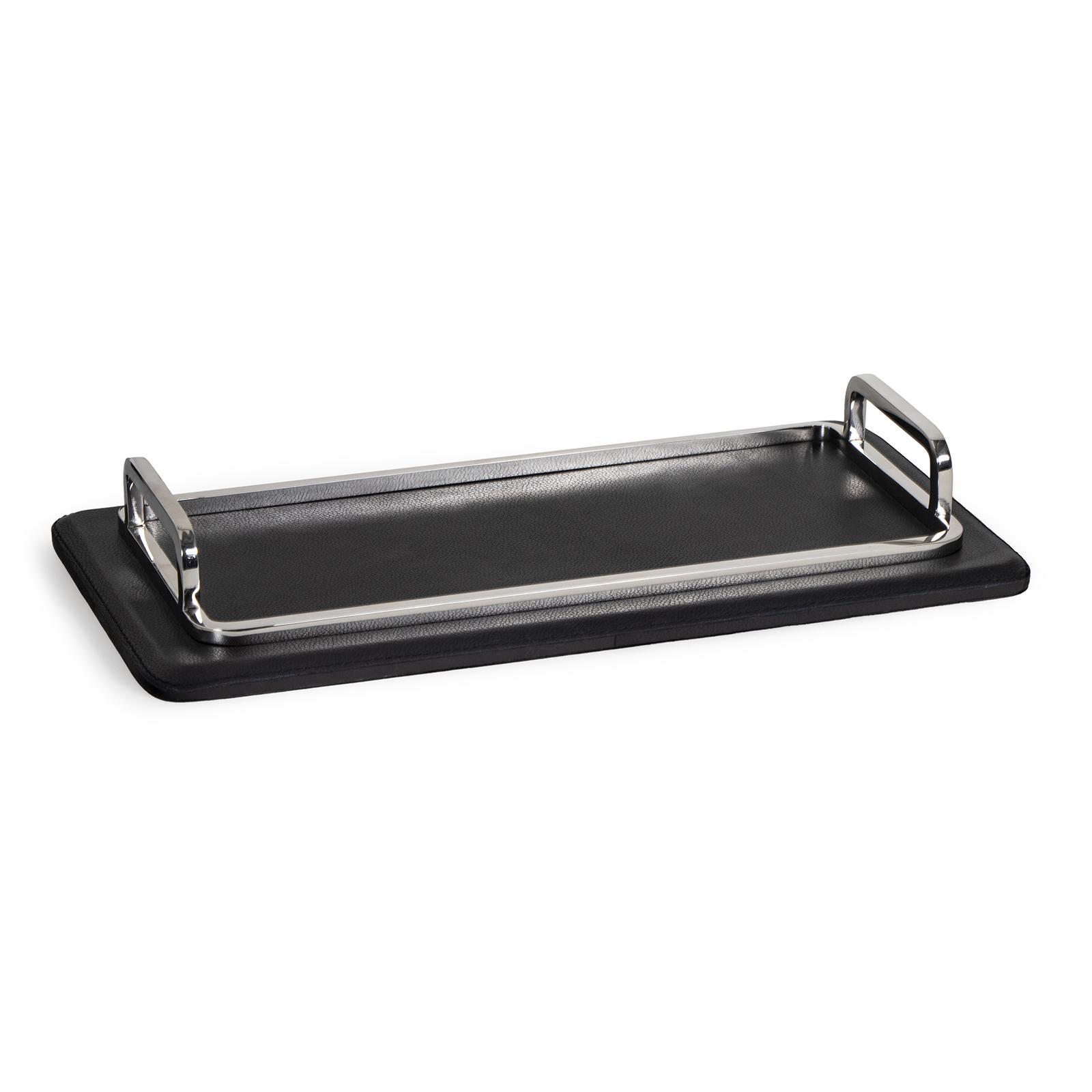 Greyson Leather Rectangle Tray Small (Polished Nickel)