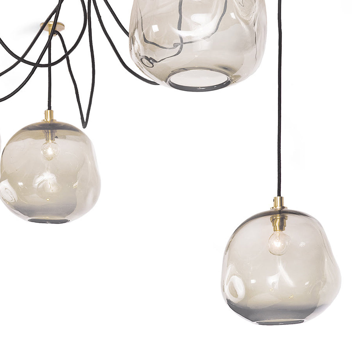 Molten Spider Large With Smoke Glass (Natural Brass)