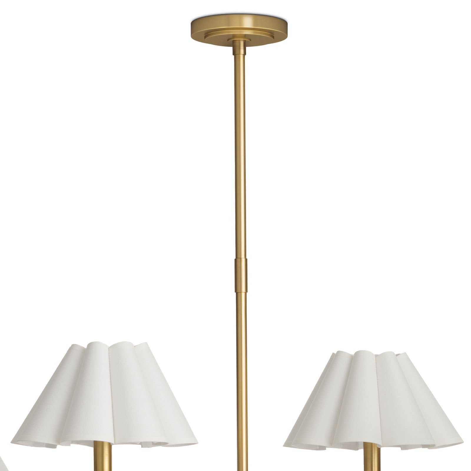 Polly Chandelier (Natural Brass with Linen Scalloped Shade) - 2 cartons