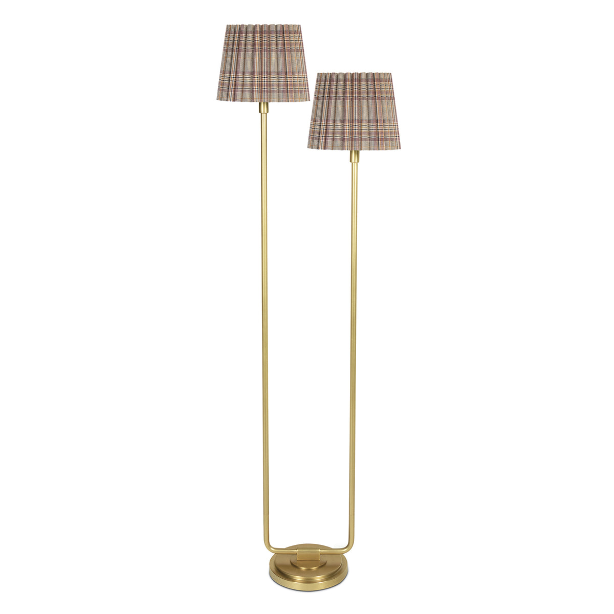 Polly Floor Lamp (Natural Brass with Plaid Wave Pleat Shade)